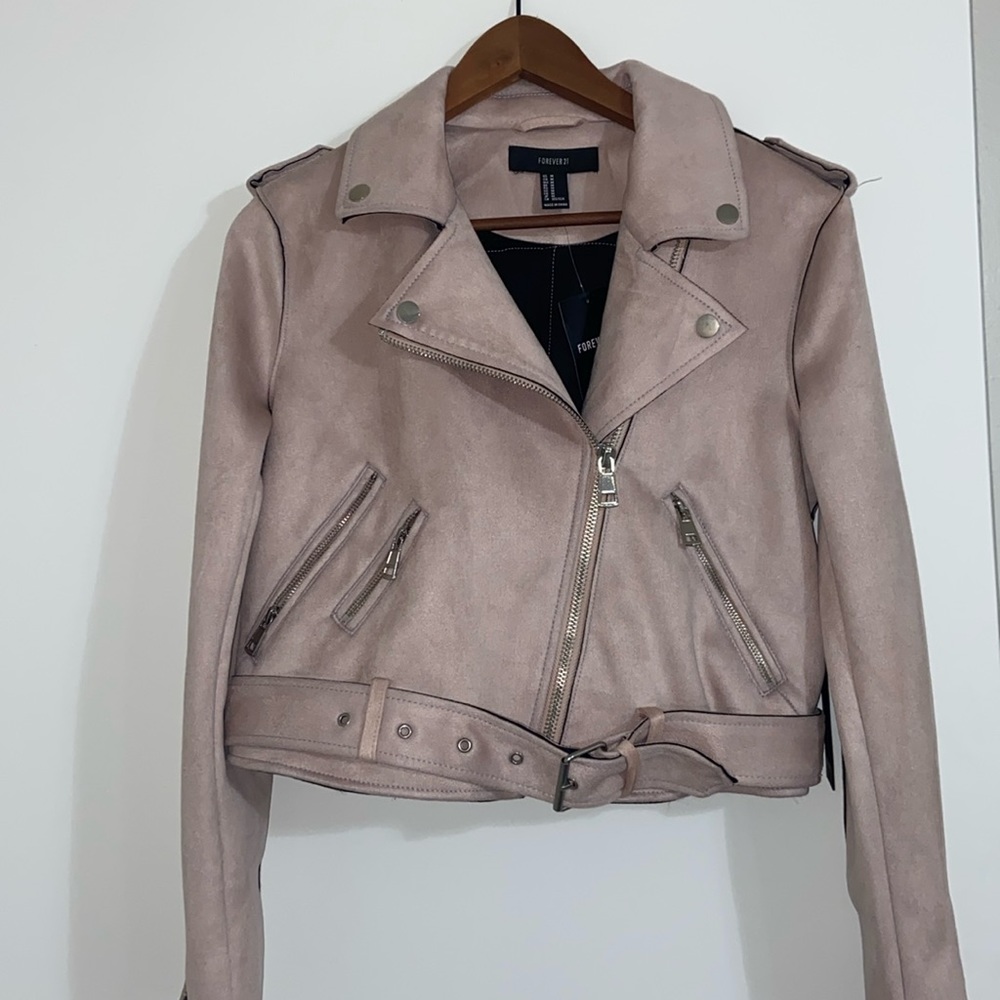 Pink velvet moto jacket